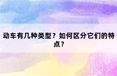 动车有几种类型？如何区分它们的特点？