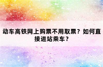 动车高铁网上购票不用取票？如何直接进站乘车？