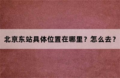 北京东站具体位置在哪里？怎么去？