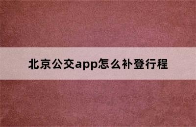 北京公交app怎么补登行程