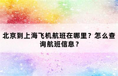 北京到上海飞机航班在哪里？怎么查询航班信息？