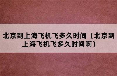 北京到上海飞机飞多久时间（北京到上海飞机飞多久时间啊）