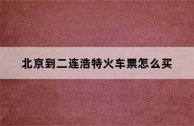 北京到二连浩特火车票怎么买