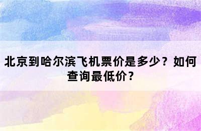 北京到哈尔滨飞机票价是多少？如何查询最低价？