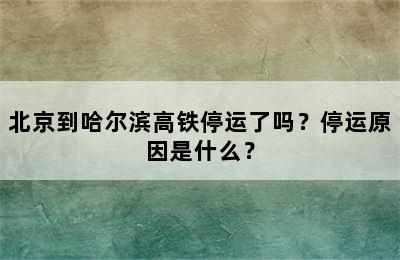 北京到哈尔滨高铁停运了吗？停运原因是什么？
