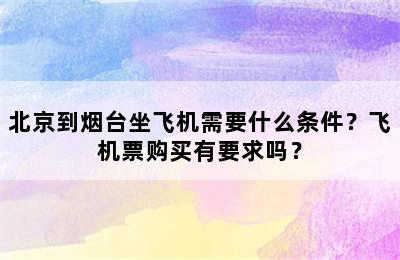 北京到烟台坐飞机需要什么条件？飞机票购买有要求吗？