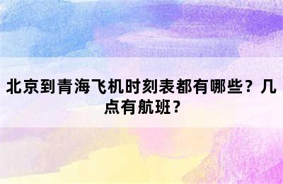 北京到青海飞机时刻表都有哪些？几点有航班？