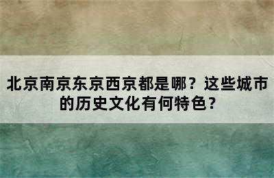 北京南京东京西京都是哪？这些城市的历史文化有何特色？