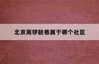 北京南锣鼓巷属于哪个社区