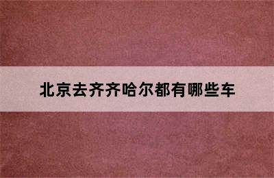 北京去齐齐哈尔都有哪些车