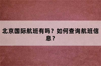 北京国际航班有吗？如何查询航班信息？