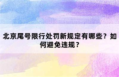 北京尾号限行处罚新规定有哪些？如何避免违规？