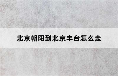 北京朝阳到北京丰台怎么走