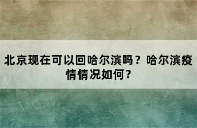 北京现在可以回哈尔滨吗？哈尔滨疫情情况如何？