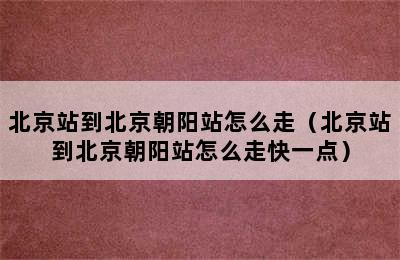 北京站到北京朝阳站怎么走（北京站到北京朝阳站怎么走快一点）