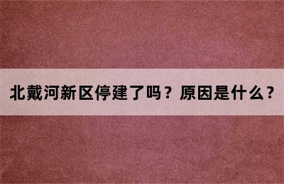 北戴河新区停建了吗？原因是什么？