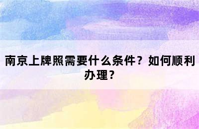 南京上牌照需要什么条件？如何顺利办理？