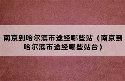 南京到哈尔滨市途经哪些站（南京到哈尔滨市途经哪些站台）