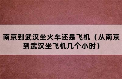 南京到武汉坐火车还是飞机（从南京到武汉坐飞机几个小时）