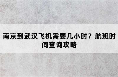 南京到武汉飞机需要几小时？航班时间查询攻略