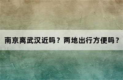 南京离武汉近吗？两地出行方便吗？
