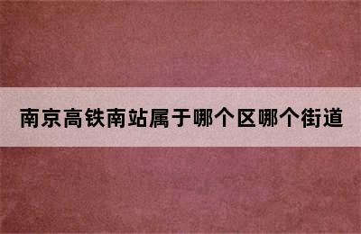 南京高铁南站属于哪个区哪个街道