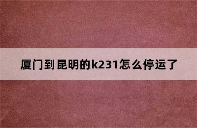 厦门到昆明的k231怎么停运了