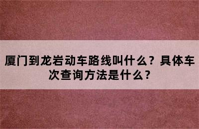 厦门到龙岩动车路线叫什么？具体车次查询方法是什么？