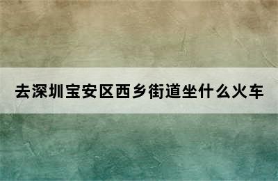 去深圳宝安区西乡街道坐什么火车