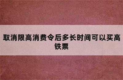 取消限高消费令后多长时间可以买高铁票