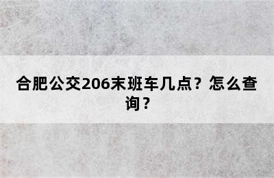 合肥公交206末班车几点？怎么查询？