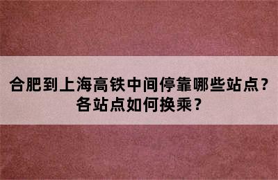合肥到上海高铁中间停靠哪些站点？各站点如何换乘？