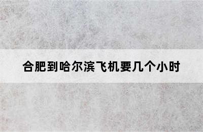 合肥到哈尔滨飞机要几个小时