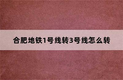 合肥地铁1号线转3号线怎么转