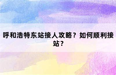 呼和浩特东站接人攻略？如何顺利接站？