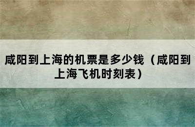 咸阳到上海的机票是多少钱（咸阳到上海飞机时刻表）