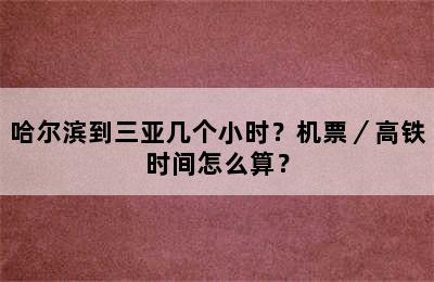哈尔滨到三亚几个小时？机票／高铁时间怎么算？