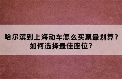 哈尔滨到上海动车怎么买票最划算？如何选择最佳座位？