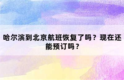 哈尔滨到北京航班恢复了吗？现在还能预订吗？