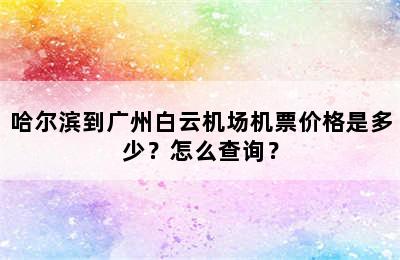 哈尔滨到广州白云机场机票价格是多少？怎么查询？