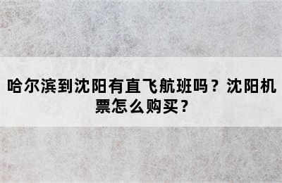 哈尔滨到沈阳有直飞航班吗？沈阳机票怎么购买？