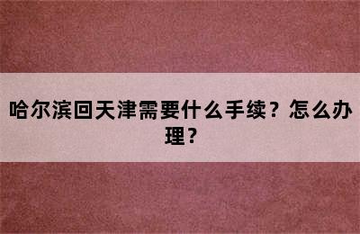 哈尔滨回天津需要什么手续？怎么办理？