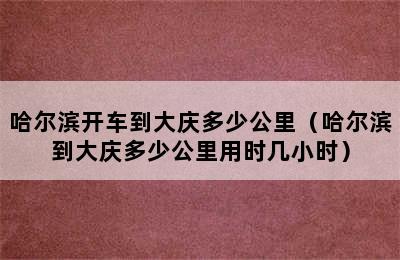 哈尔滨开车到大庆多少公里（哈尔滨到大庆多少公里用时几小时）