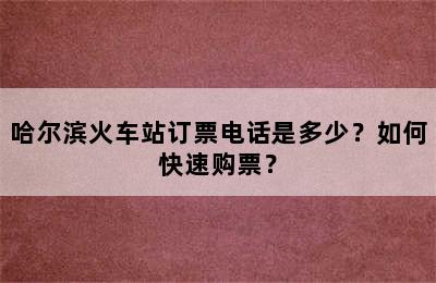 哈尔滨火车站订票电话是多少？如何快速购票？