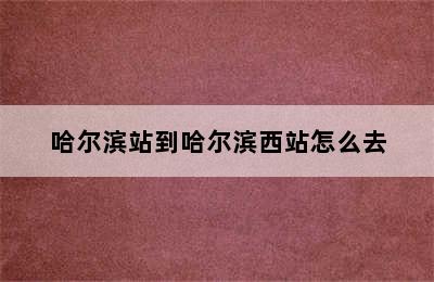哈尔滨站到哈尔滨西站怎么去