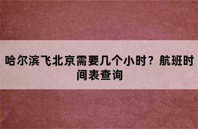 哈尔滨飞北京需要几个小时？航班时间表查询