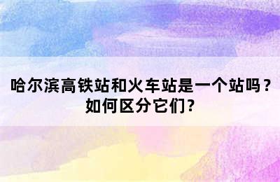 哈尔滨高铁站和火车站是一个站吗？如何区分它们？