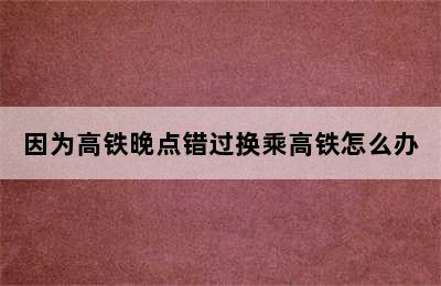 因为高铁晚点错过换乘高铁怎么办