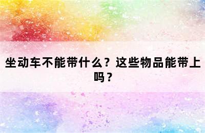 坐动车不能带什么？这些物品能带上吗？
