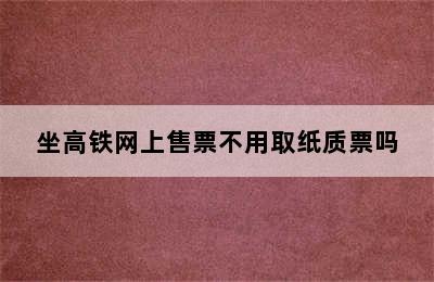 坐高铁网上售票不用取纸质票吗